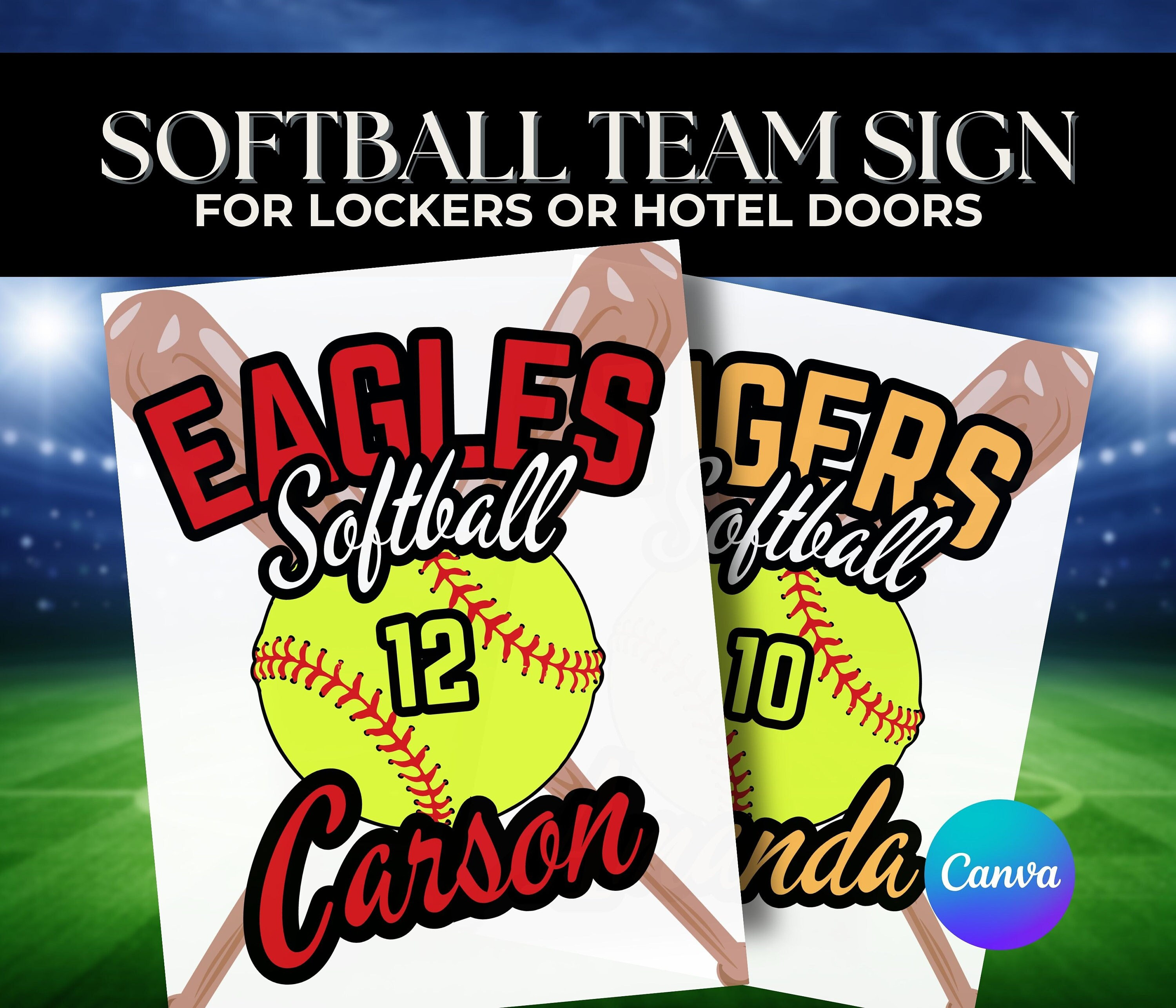 Softball Door Sign Canva Template High School Softball Tournament Hotel ...