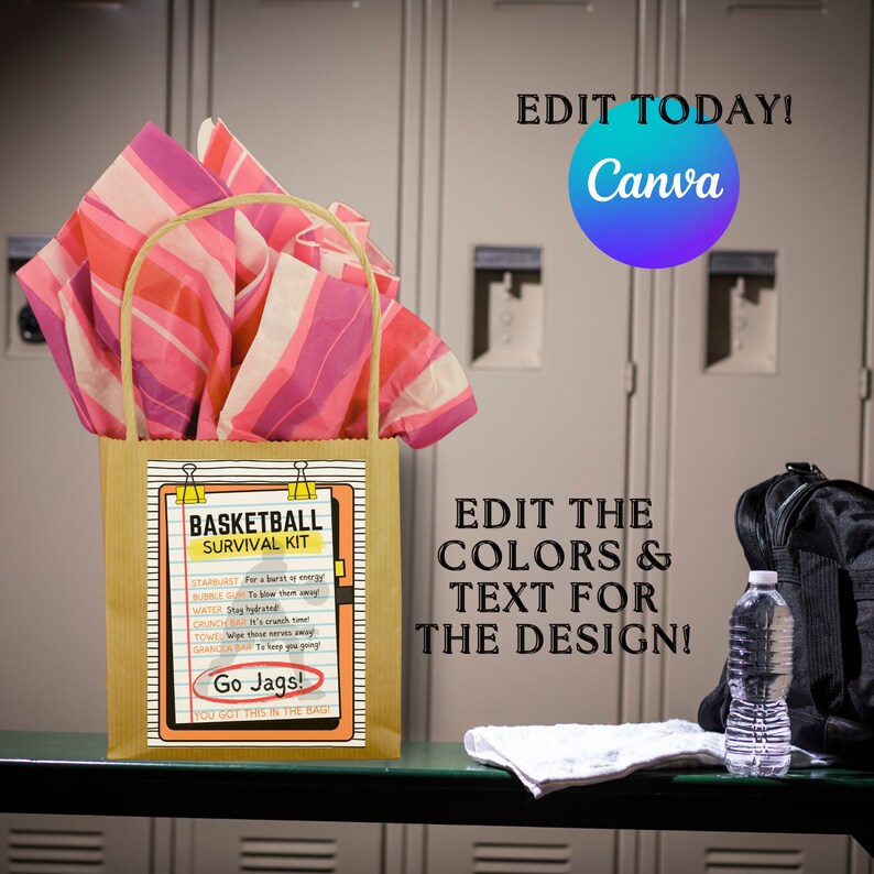 Editable Basketball Survival Kit Printable, Basketball Coach Team Gift