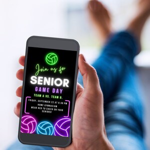 Volleyball senior game night phone invitation high school volleyball team night electronic invite volleyball team celebration party text image 3