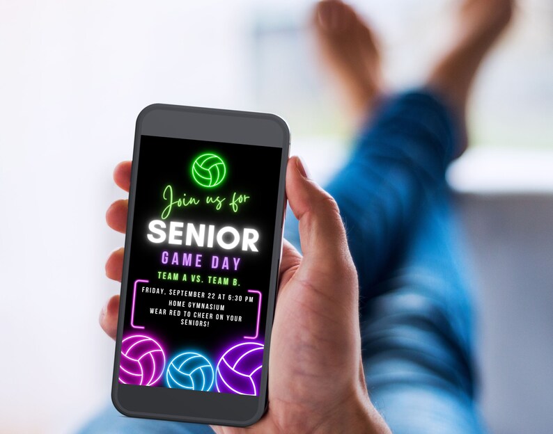 Volleyball senior game night phone invitation high school volleyball team night electronic invite volleyball team celebration party text image 3