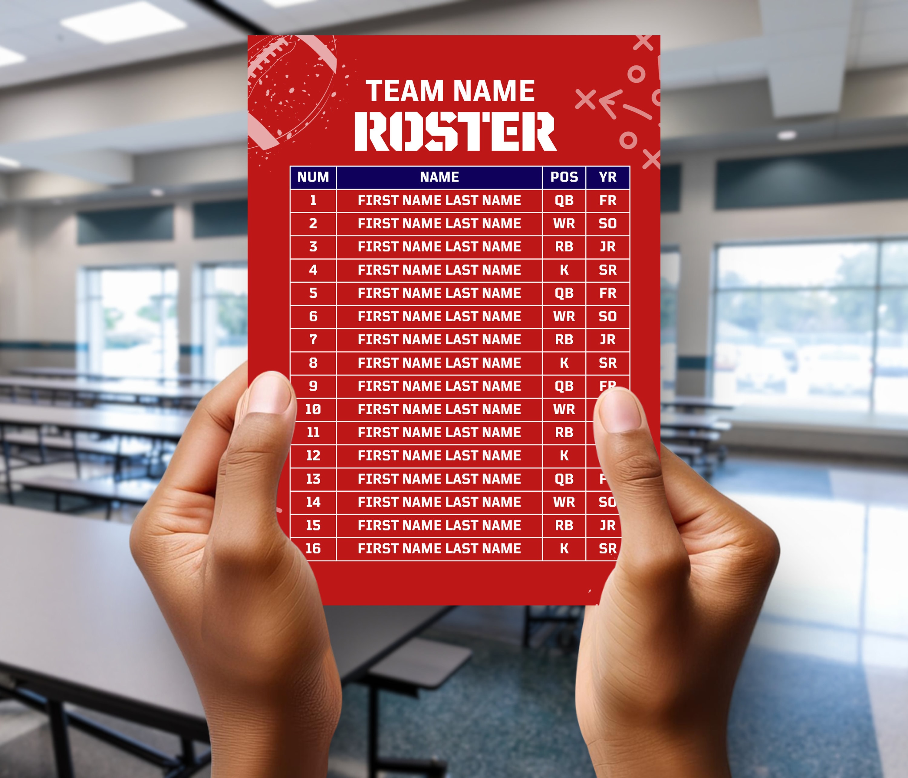 Editable Football Team Roster Canva Template Football Team Player st-joe-bears-youth-football-team-plays-at-halftime-of-detroit-lions