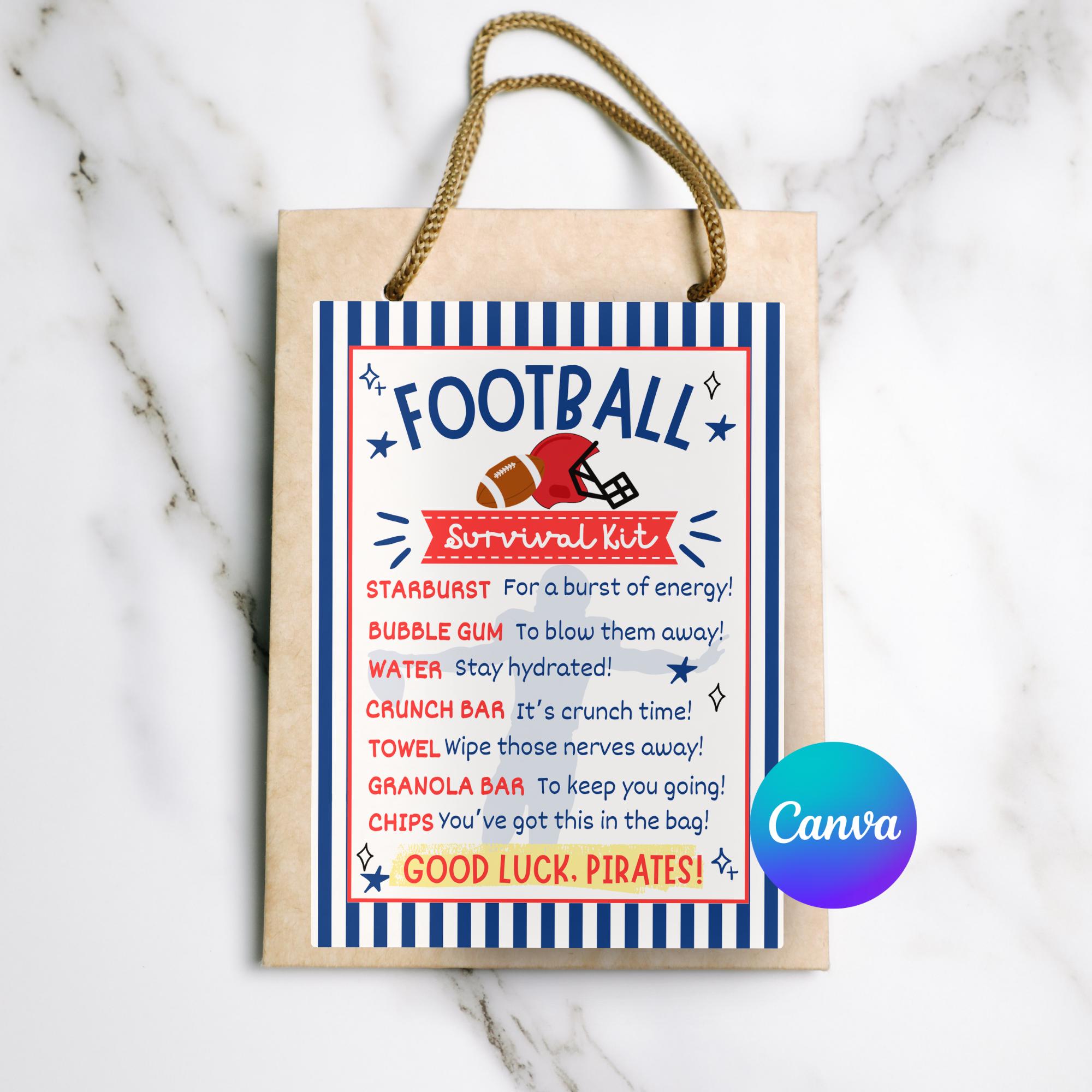 Soccer Team Survival Kit Editable Soccer Game Day Snack Bag Tag Soccer ...