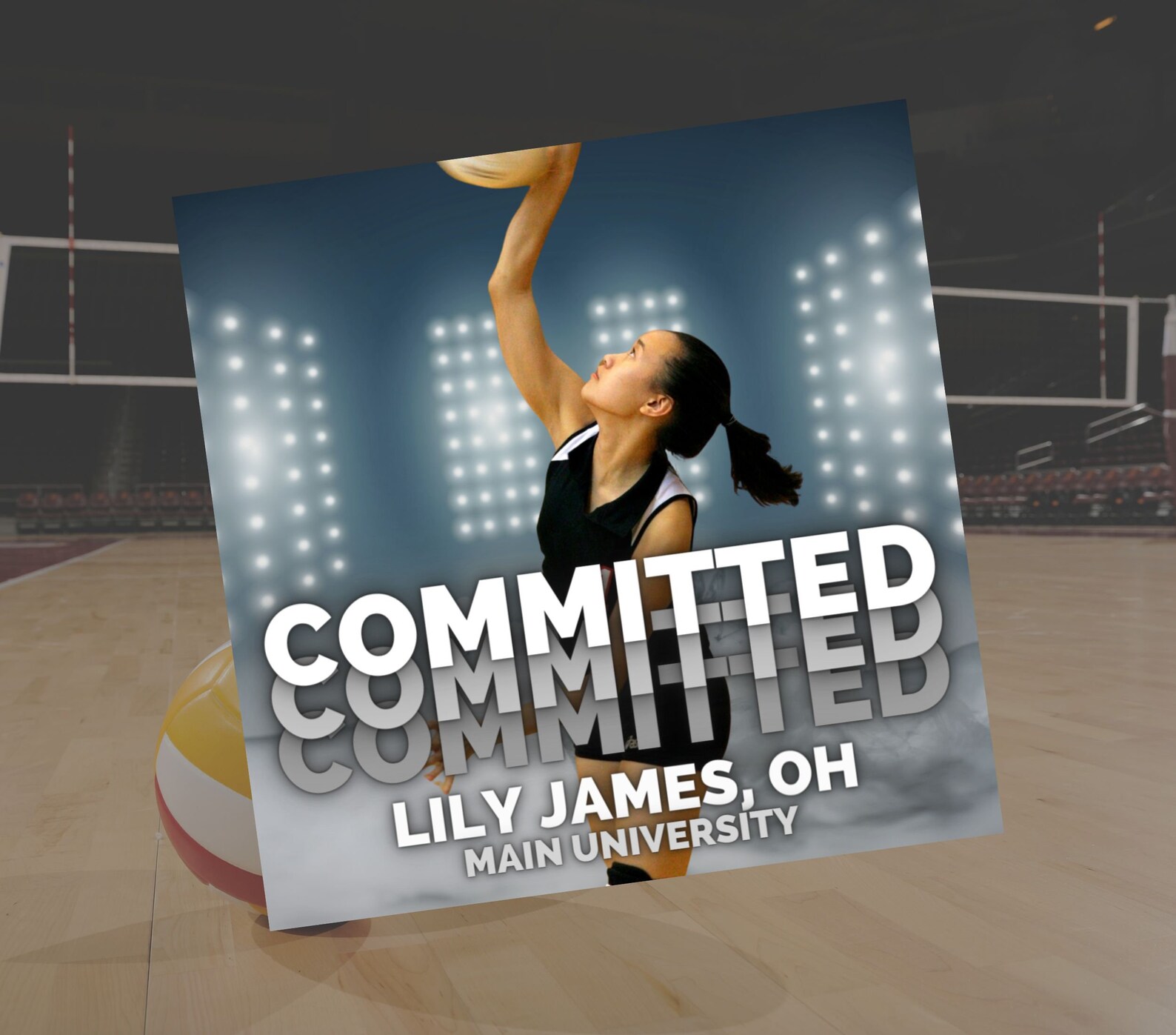 Volleyball Committed Editable Social Media Template Canva Signing Day ...