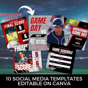 Editable Baseball Team Social Media Graphics Template Canva Baseball ...