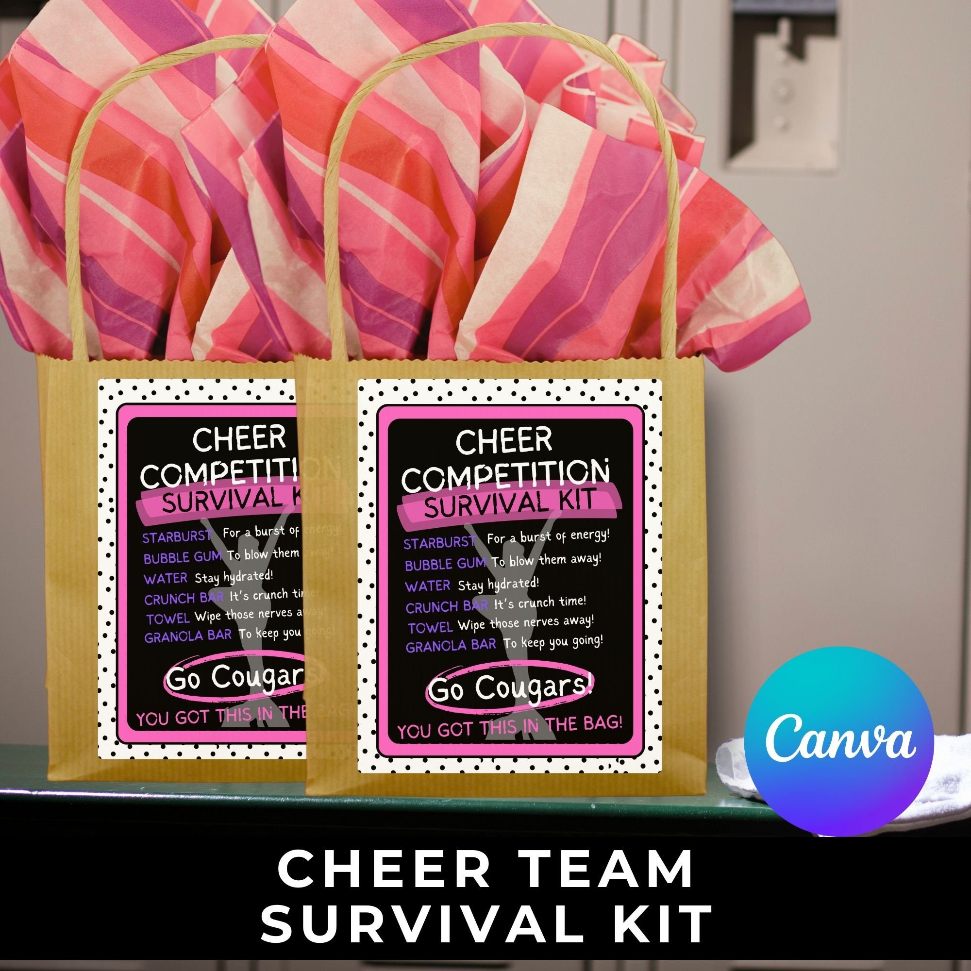 Editable Cheer Team Competition Survival Kit Canva Template Printable ...