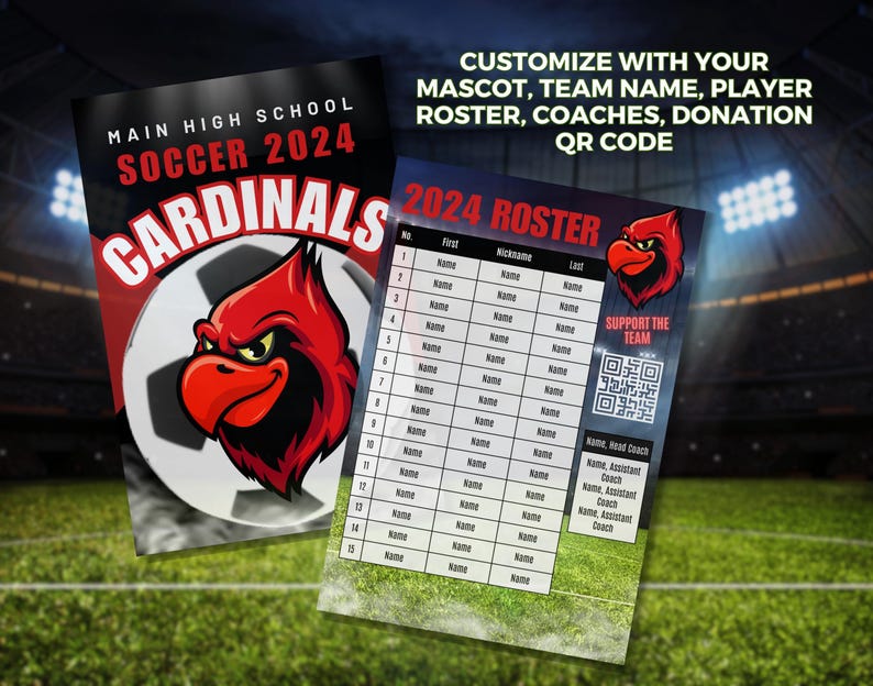 Editable Soccer Team Roster Canva Template Boys Girls Soccer Team ...