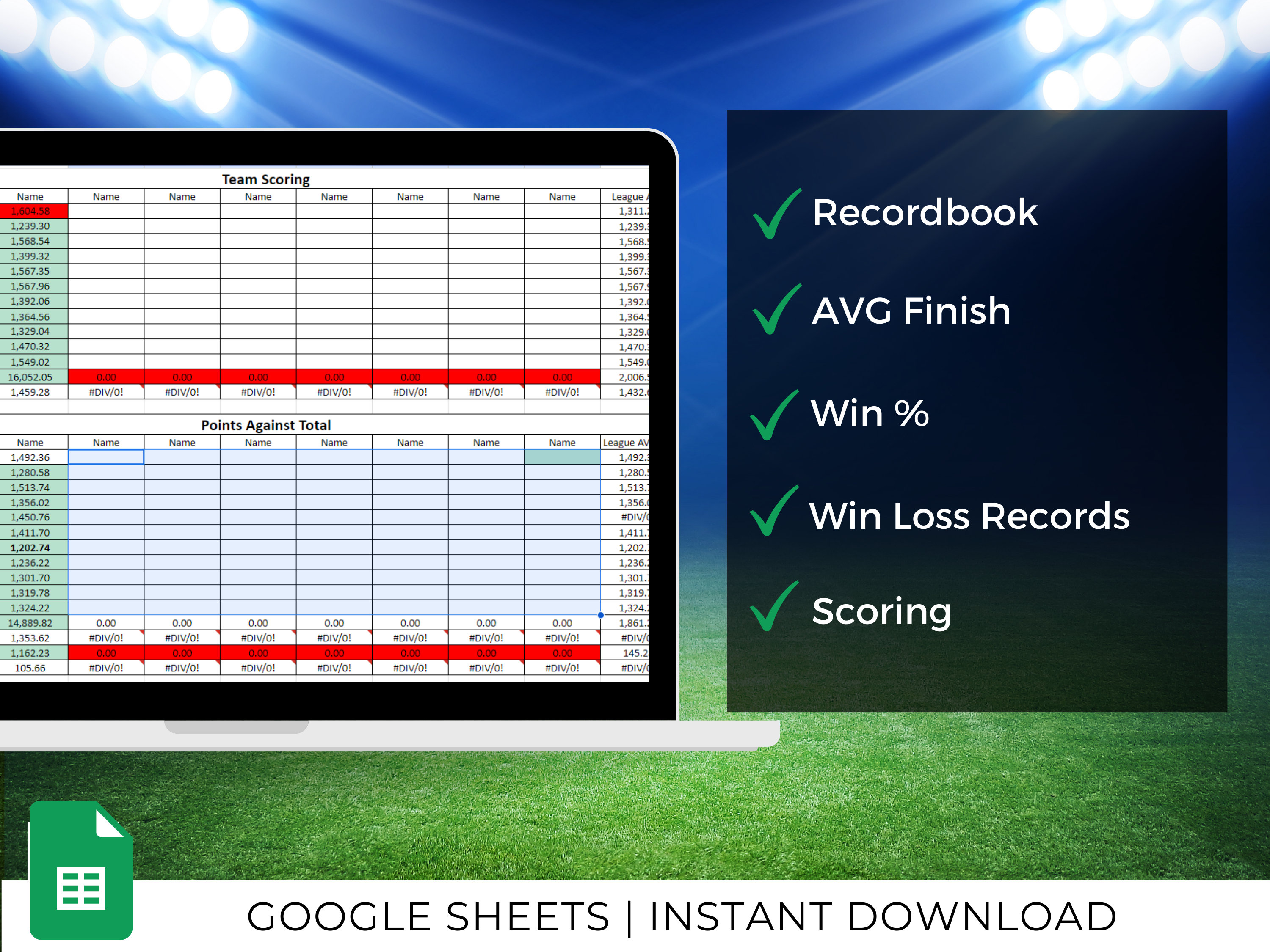 Fantasy League Spreadsheet Google Sheets Template Fantasy Football