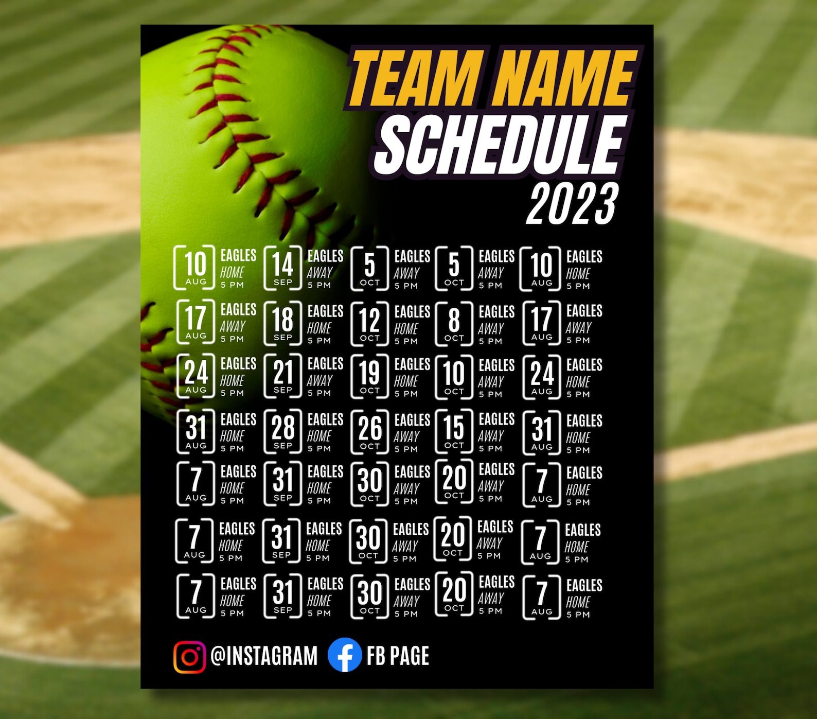 Editable Softball Schedule Template DIY Canva Softball Printable Poster Editable Softball Schedule Template DIY Canva Softball Printable Poster