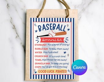Baseball Team Survival Kit Editable Baseball Game Day Snack Bag Tag Baseball Team Gifts Baseball Mom Printables Baseball Season Bag Tag
