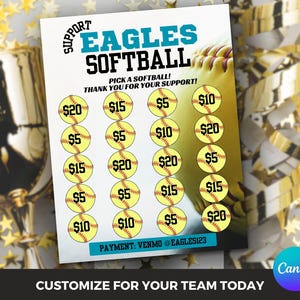 Editable Softball Team Fundraiser Flyer Template Fill My Softball Team Donation Pick a Date Softball Fundraising High School Travel Team