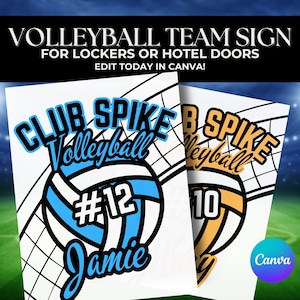 Volleyball Door Sign Canva Template High School Volleyball Tournament Hotel Poster Club Volleyball Game Sign Customized Door Signs for Team