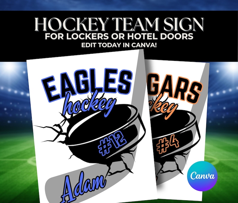 Hockey Team Locker Sign Hotel Room Door Poster Custom Hockey Player Signs Hockey Tournament Door Signs