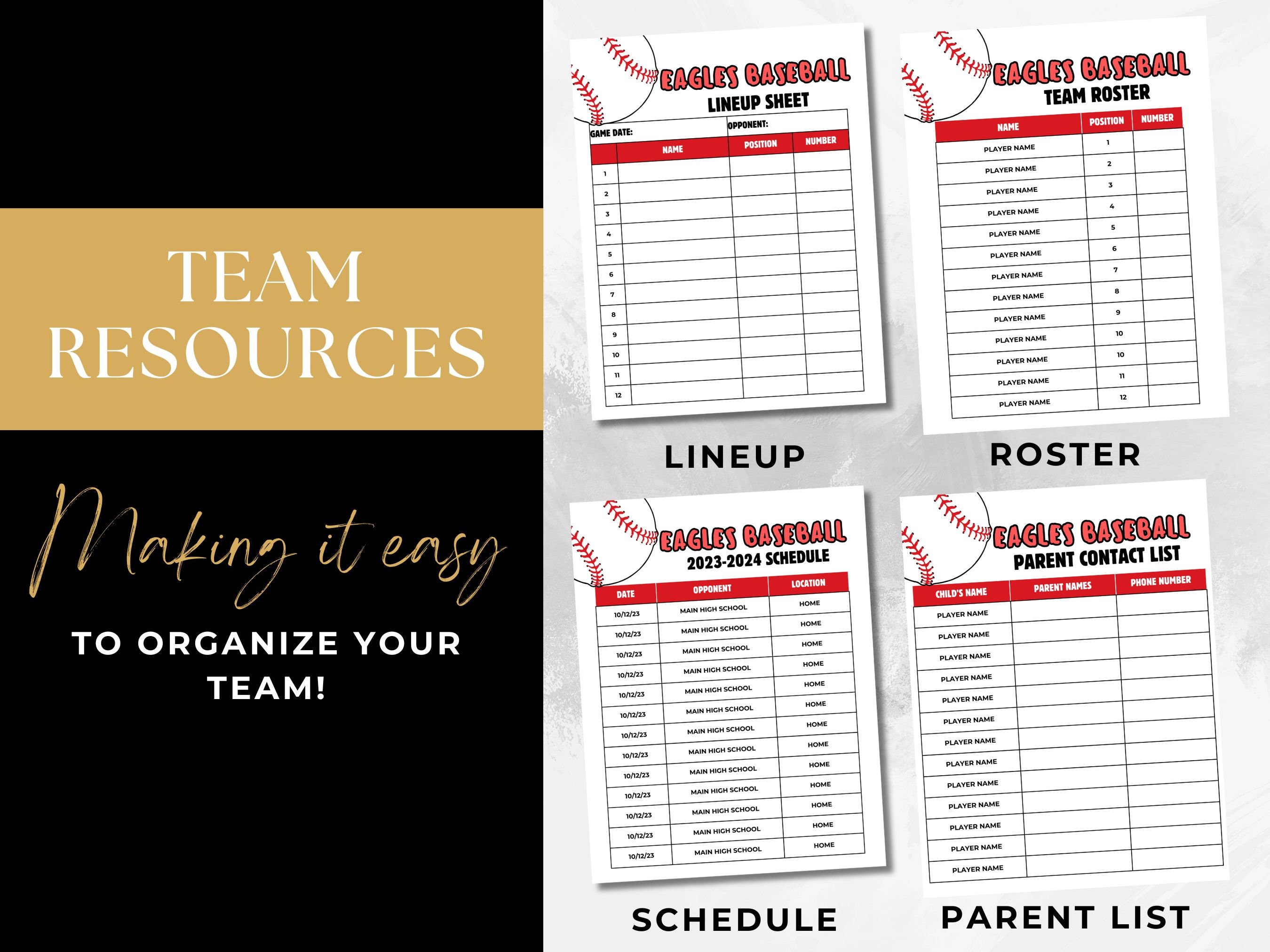 Editable Baseball Team Mom Planner Template Bundle Baseball Schedule ...
