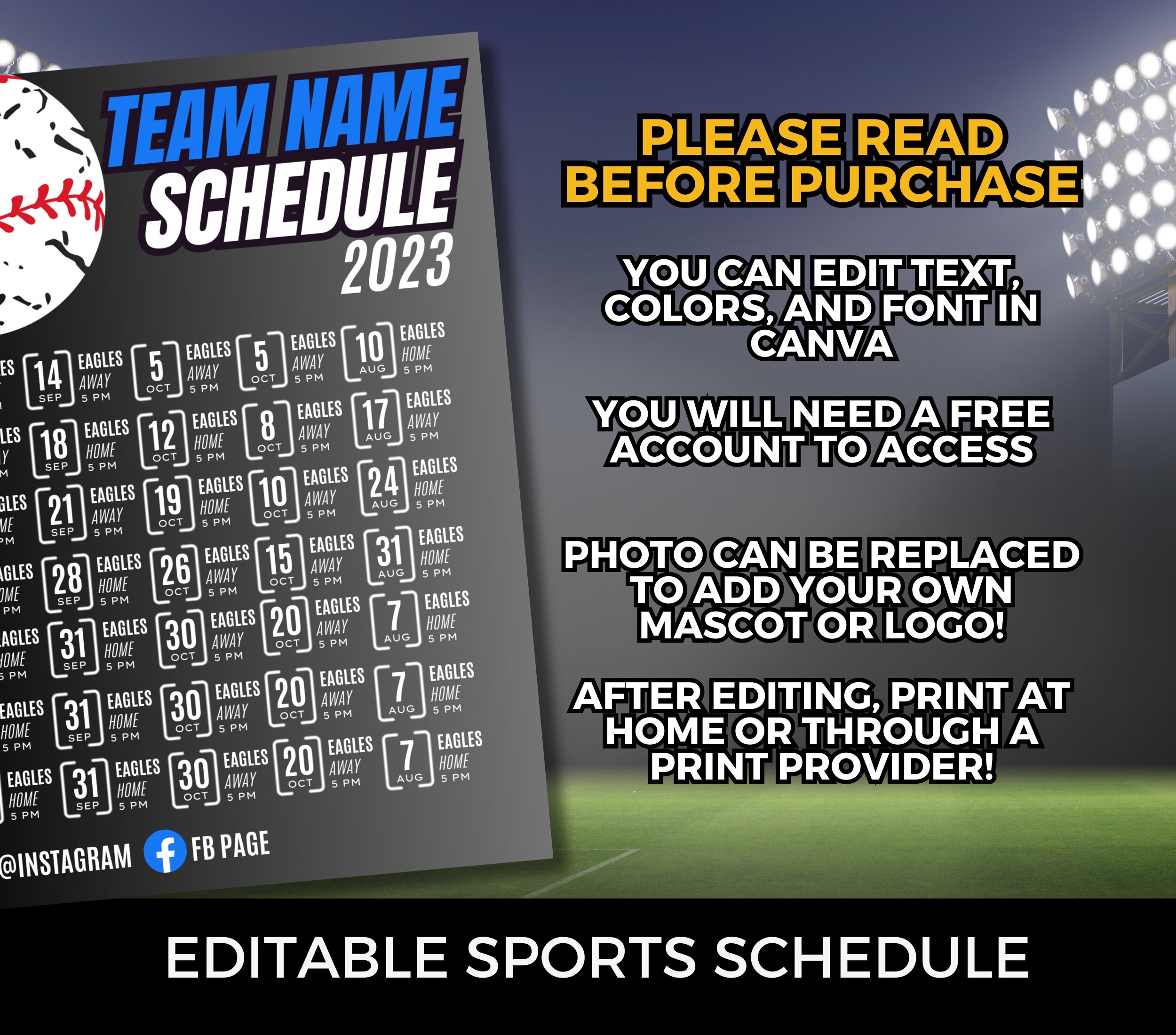 Editable Baseball Schedule Template DIY Canva Baseball Schedule Editable Baseball Schedule Template DIY Canva Baseball Schedule