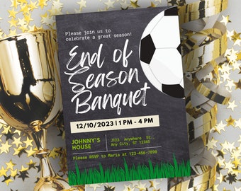 Printable Soccer Team End of Season Sports Banquet Invitation Canva Template Soccer Awards Night Team Party Digital Invite Senior Night Game