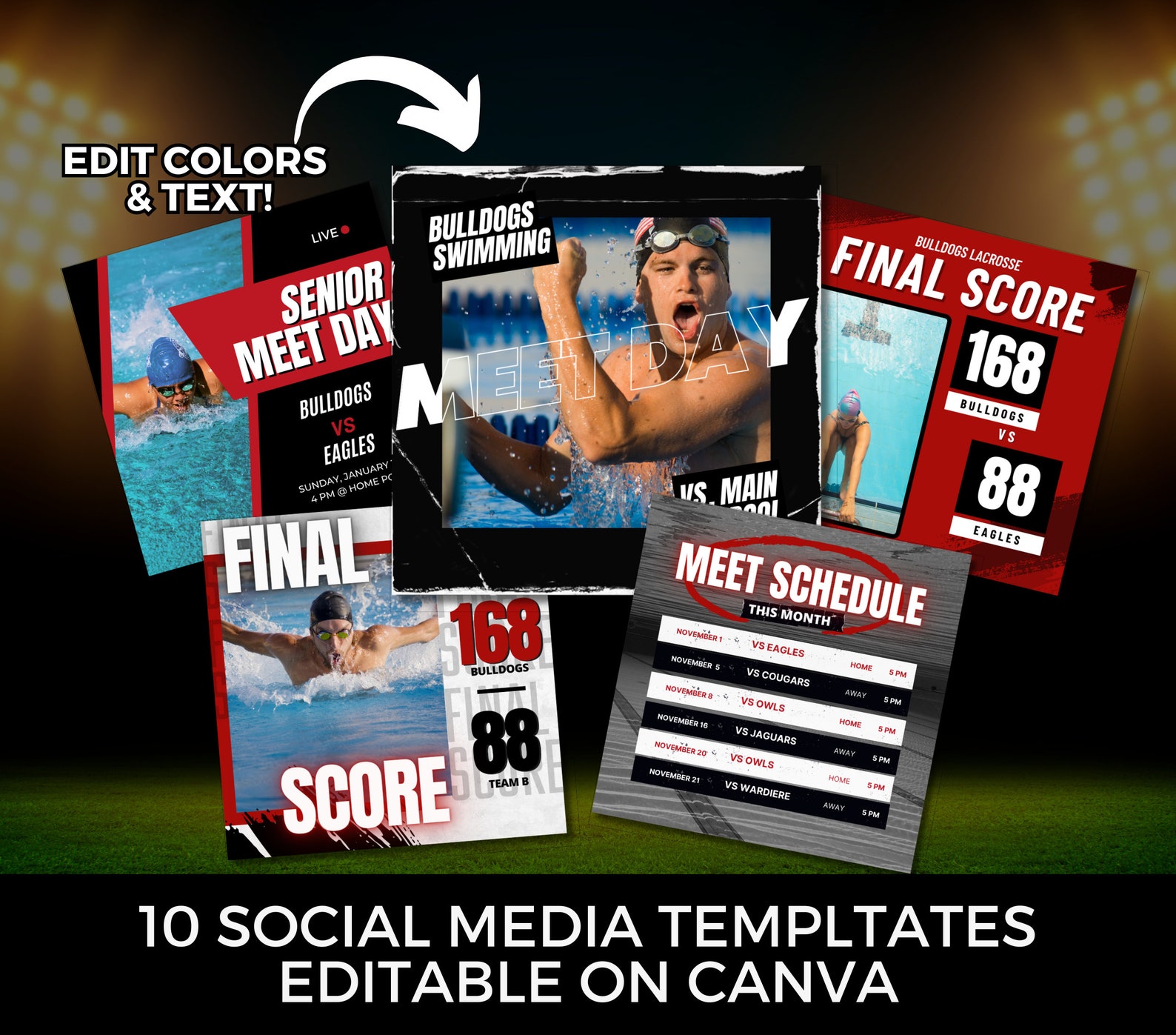 Editable Swim Team Social Media Graphics Template Canva Swim Team ...
