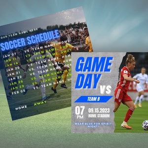 Editable Soccer Social Media Graphics Template DIY Canva Soccer Team ...