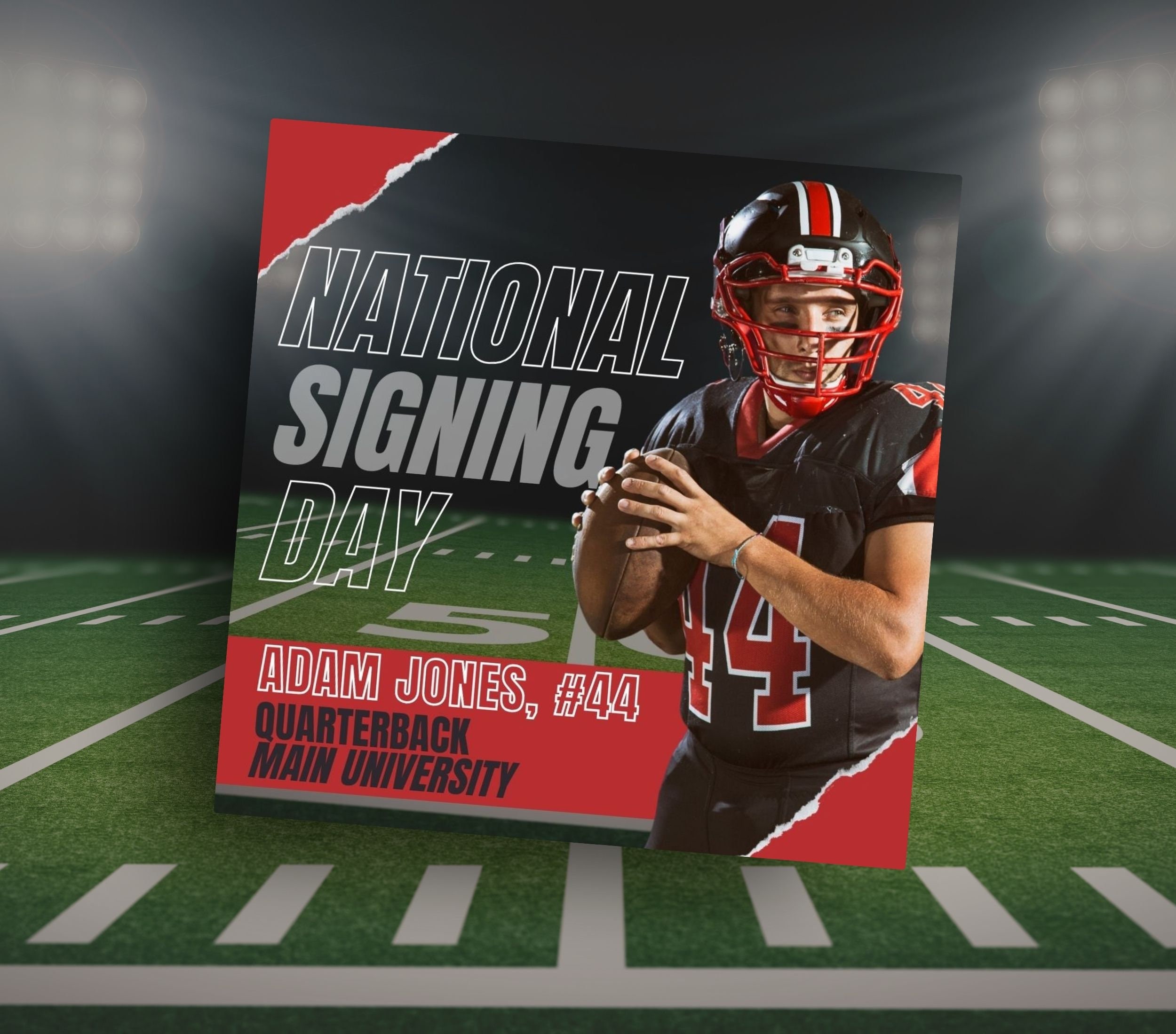 Football Commit Graphics Football Committed Editable Social Media Template Canva Signing Day ...
