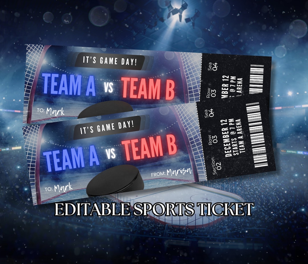 Hockey Game Ticket Template Printable Custom Ticket Template Etsy Hockey Game Ticket Template Printable Custom Ticket Template Etsy
