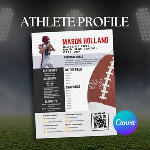 Profielfoto voetbalatleet Werving universiteit Bewerkbare canvassjabloon Kampen Vitrines Werving reisbal Brief aan coach