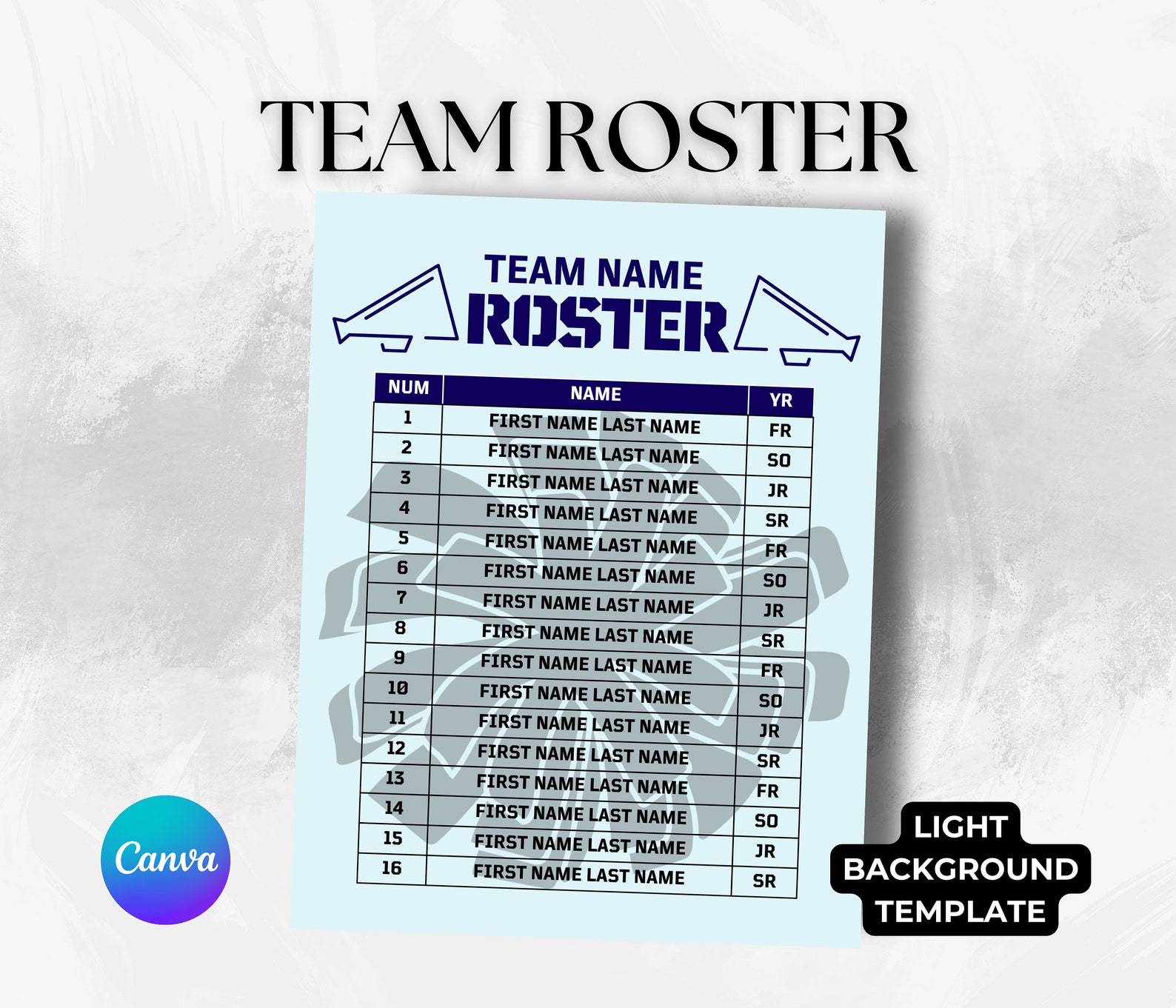 Cheer Roster Template Printable Editable Cheerleading Team Roster Canva Template Cheer Team Player ...