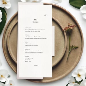Personalisierbare Menükarte, Hochwertige Speisekarte, Catering menu,  exklusiv for events, food menu