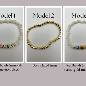 Kids Name Stretch Bracelet Stack with Custom Beaded Letters Personalized Mama Bracelet Set for New Moms and Mothers Day Gift Ideas image 2