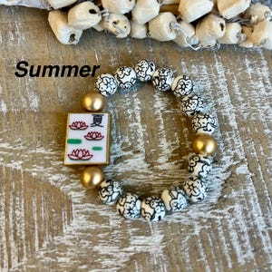 Four Seasons Mahjong Tile-inspired Reversible Beaded Bracelet bild 2