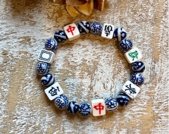 Mahjong Mini Tile Beaded Bracelet