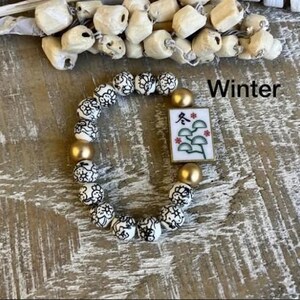 Four Seasons Mahjong Tile-inspired Reversible Beaded Bracelet bild 3