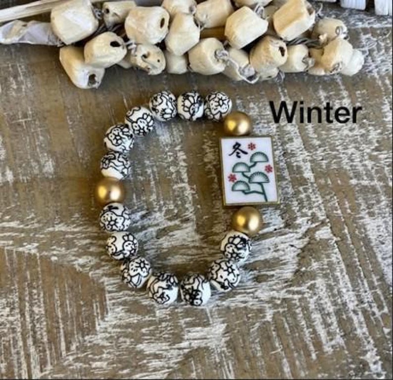Four Seasons Mahjong Tile-inspired Reversible Beaded Bracelet bild 3