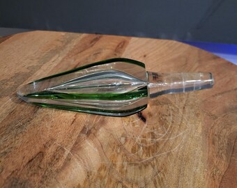 Tapón de cristal vintage de mediados de siglo, verde, pesado, marcado, Murano (?) Empoli (?)