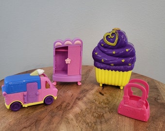 Polly Pocket Mattel Van Camion de crèmes glacées/sac à main/penderie/ensemble de petits gâteaux
