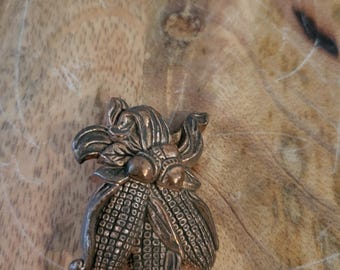 1984 Hallmark Thanksgiving Kupfer Maiskolben und Eicheln Pin