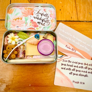 Sensory Prayer Tin - “Love” Metal Hinge-top tin, Prayer Box, Prayer Cards, Christian Gifts, Pocket Sized, Trinkets, Religious gift