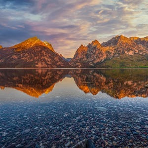 Jenny Lake, Kronjuwel, Sunkissed Peaks, Grand Teton National Park,Jackson Hole, Wyoming,Berge,Sonnenaufgang, Sonnenuntergang,Leinwand,Acryl,Metall