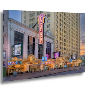 Cleveland Playhouse Square wall art, Downtown Cleveland Sunrise Art, Sunset,Cleveland Cultural Center, performing arts,Canvas, Acrylic,Metal