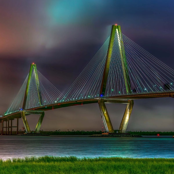 Arthur Ravenel Jr. Bridge, Charleston South Carolina, Cooper River Bridge, Cooper River, Sunrise, Sunset, Prints, Acrylic, Canvas, Metal