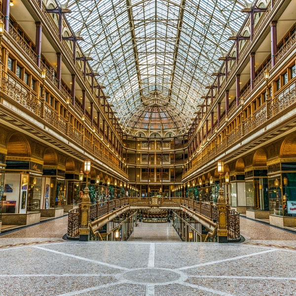 Historic Cleveland Arcade First Indoor Mall, Prints, Canvas, Acrylic, Metal, Sunrise, Sunset