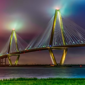 Arthur Ravenel Jr. Bridge, Charleston South Carolina, Cooper River Bridge, Cooper River, Sunrise, Sunset, Prints, Acrylic, Canvas, Metal