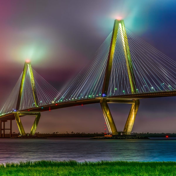 Arthur Ravenel Jr. Bridge, Charleston South Carolina, Cooper River Bridge, Cooper River, Sunrise, Sunset, Prints, Acrylic, Canvas, Metal