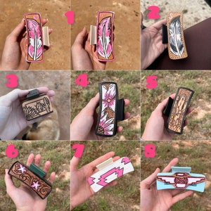 Tooled Leather Claw Clips