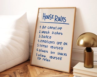 Retro Wall Art, Rules art print, Retro Quote Print, Trendy Wall Art, Check Print, Dorm Room Decor, Aesthetic Wall Art, Digital Print, Bundle