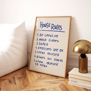 Retro Wall Art, Rules art print, Retro Quote Print, Trendy Wall Art, Check Print, Dorm Room Decor, Aesthetic Wall Art, Digital Print, Bundle