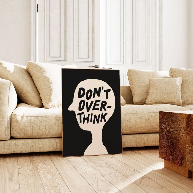 Overthinkers Digital Download Print, Retro Wall Art, Unique Eclectic Wall Art, Creativity Print, Large Printable Art, Trendy Room Decor