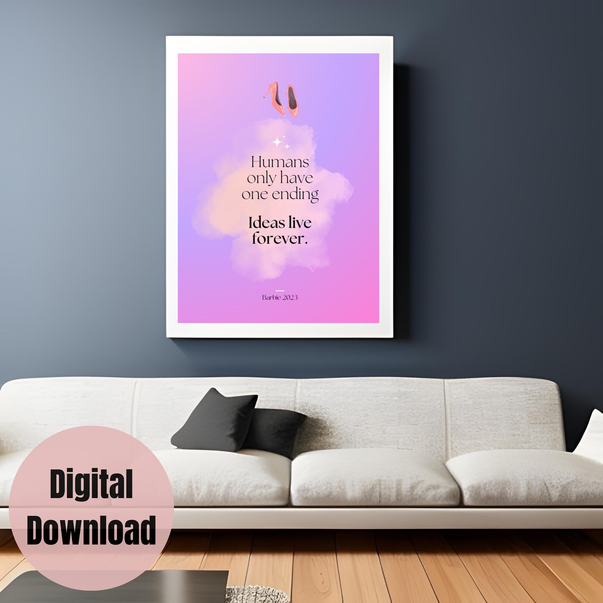 Barbie Wall Art,ideas Live Forever,barbie Movie Poster,print  Download,barbiecore,girly Barbie Aesthetic,barbie Quotes,barbie Themed Art  Pink 