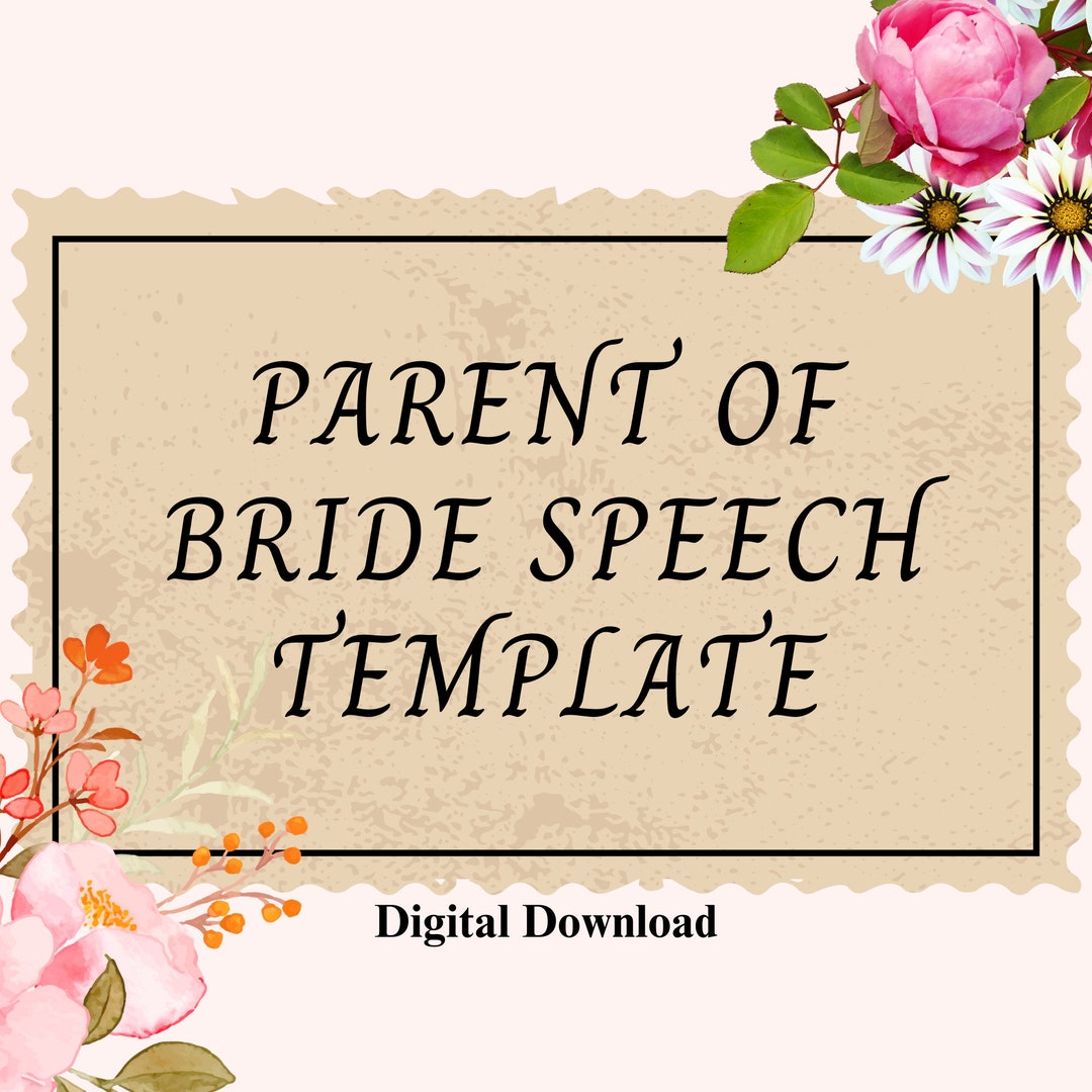Mother/father-parent of the Bride Speech Customizable Template,toast ...