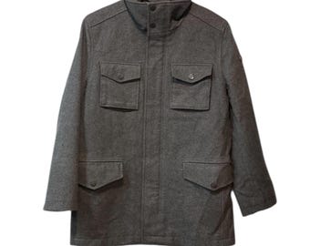 Ben / Sherman / vintage / lana / chaqueta de campo / gris / color / poliéster