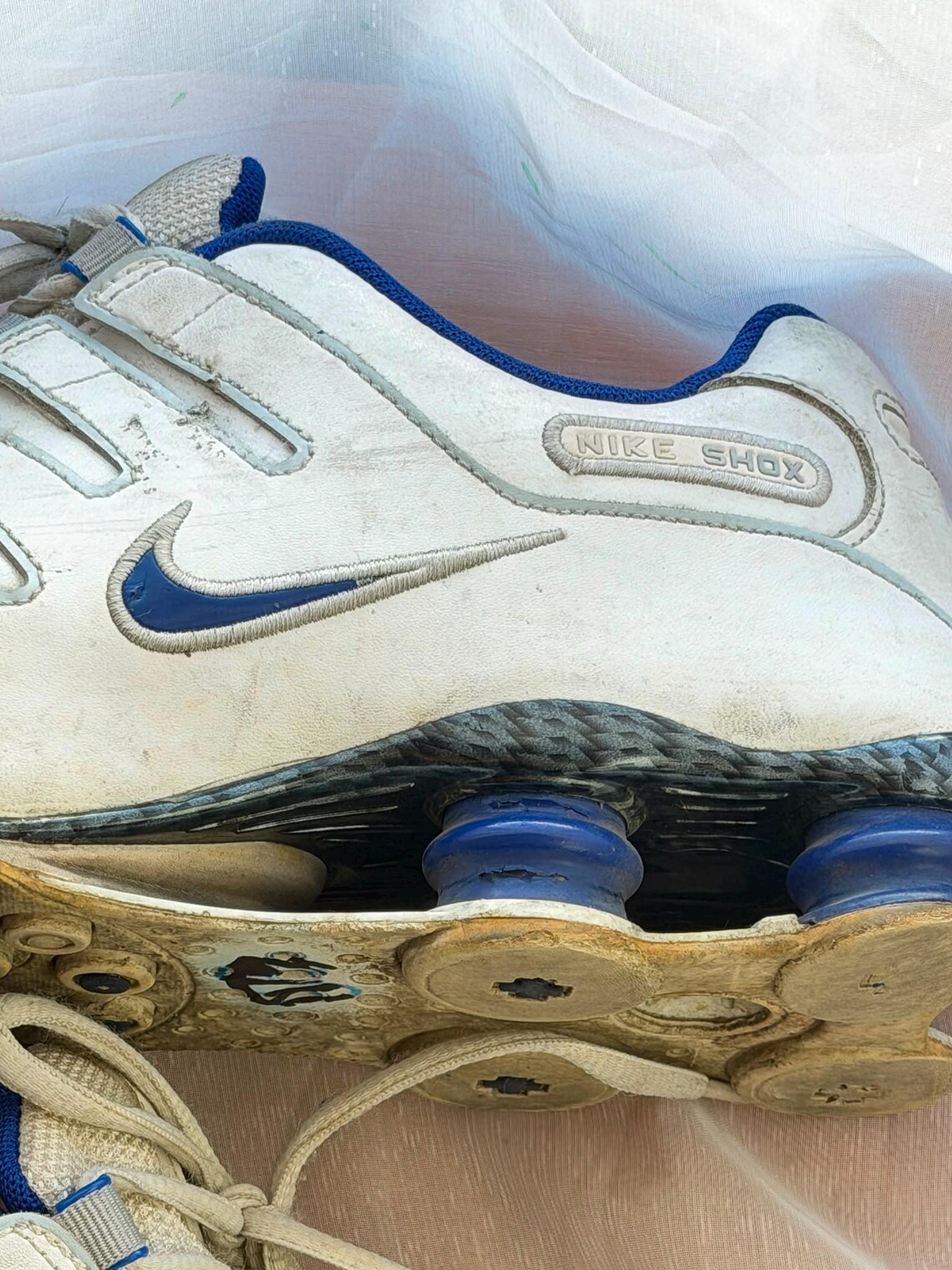 Nike Shox Nz white/blue leather sneakers, foto 4 de 5