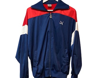 80s Vintage Puma Jacket Retro Puma Track Jacket Green Red Athletic